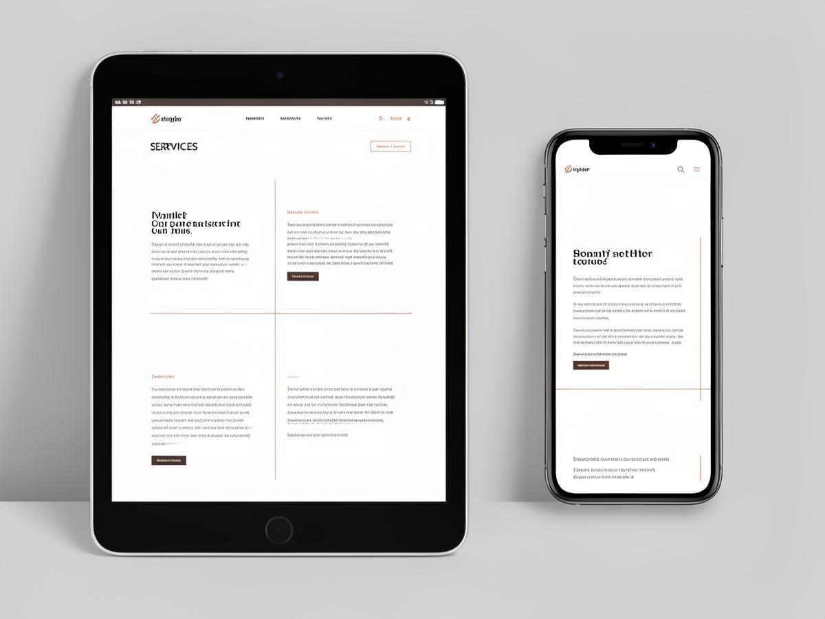 Design concept of a professional services website shown on a tablet and phone